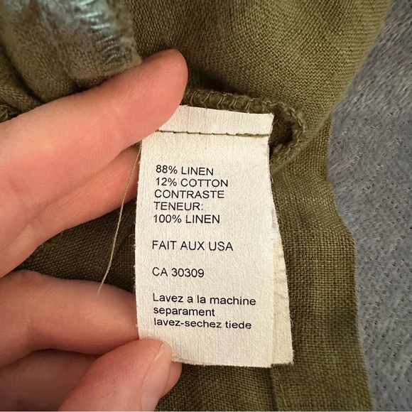 Cut Loose Linen Blend Mixed Media Lagenlook Army Green Midi Dress Size L - Picture 11 of 13